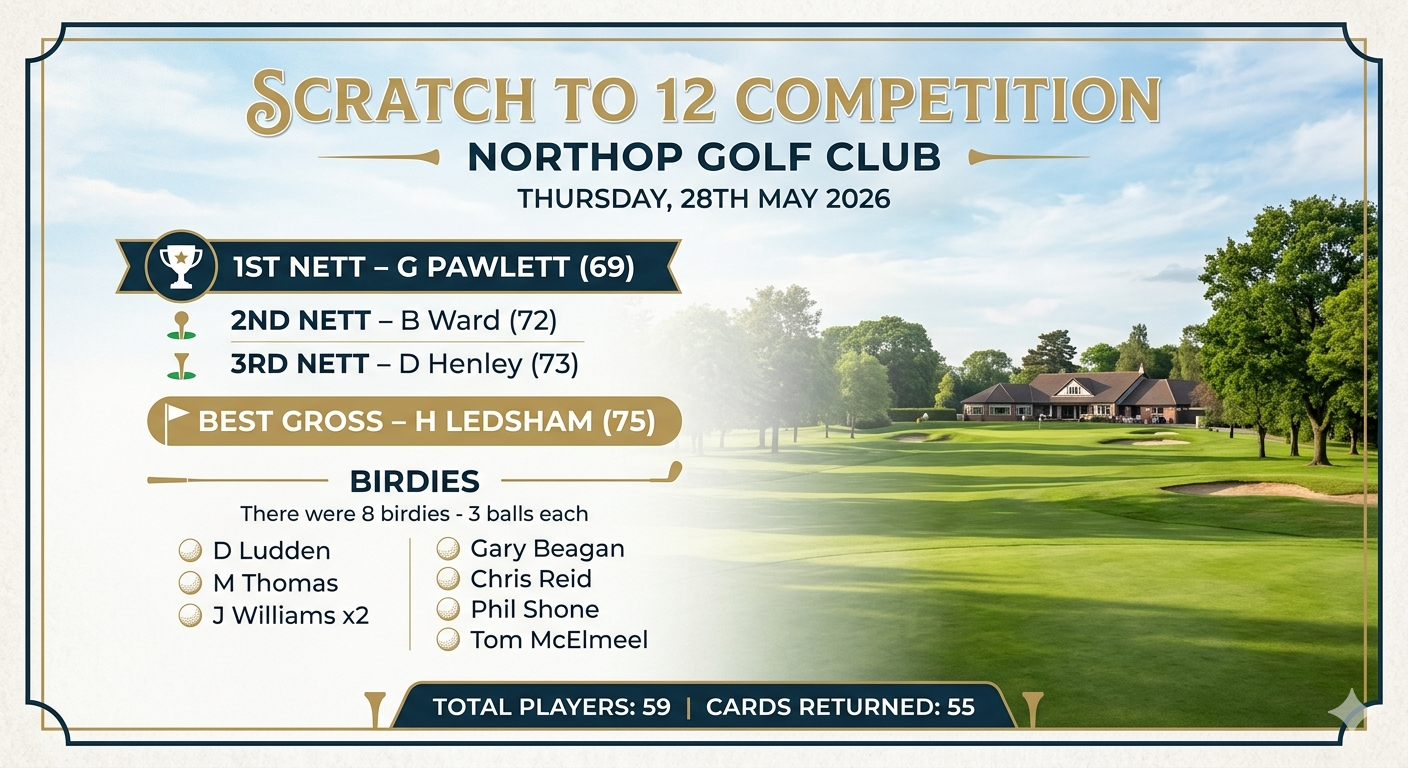Northop Scratch to 12 Results 2026