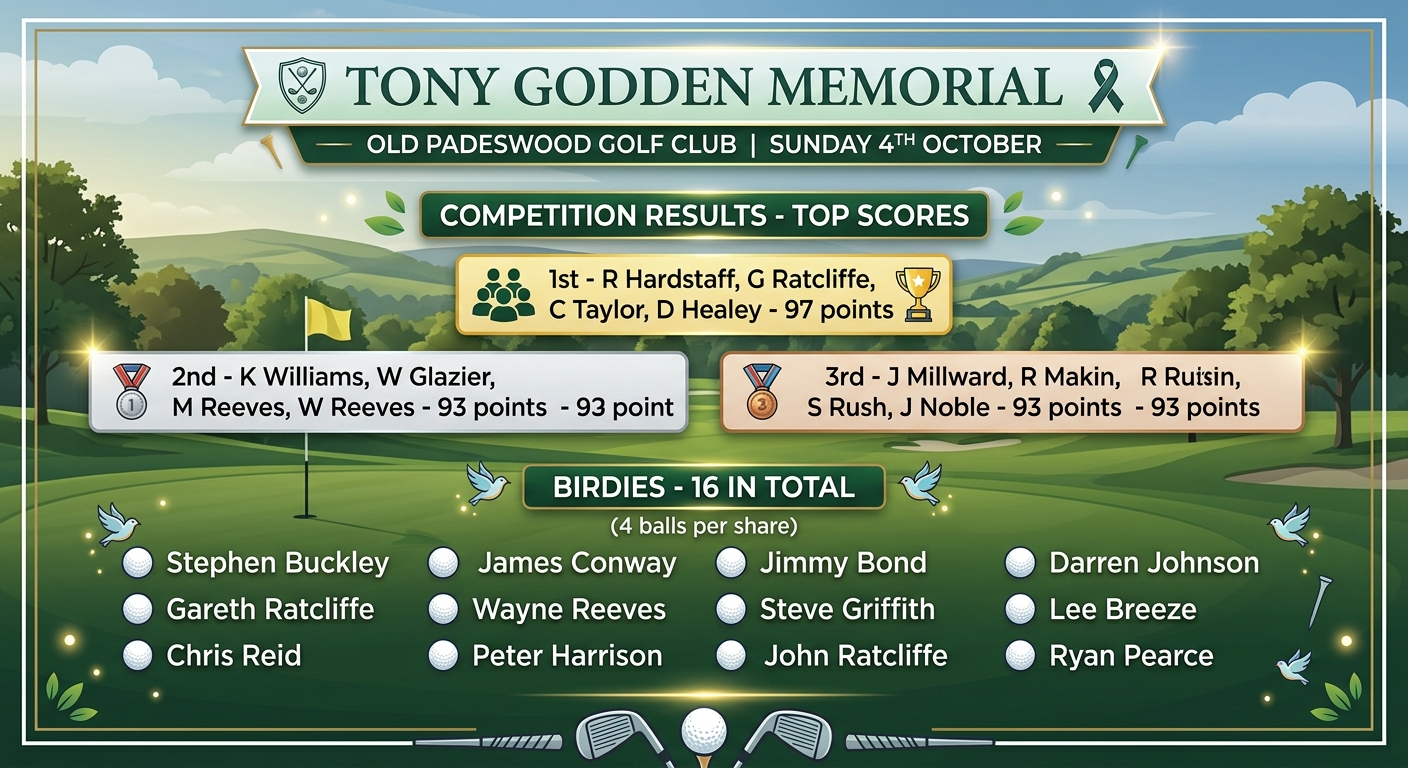 Results for Tony Godden Memorial 2026