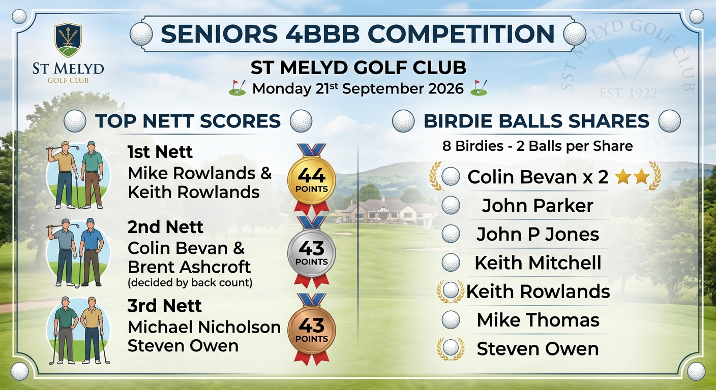 Results for the Seniors 4BBB at St Melyd